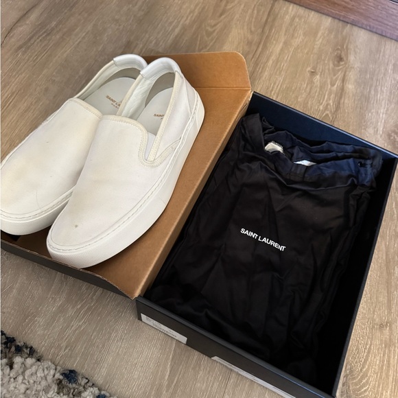 Saint Laurent White Slip-On Men's Shoes - Picture 1 of 12